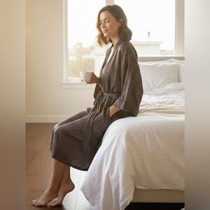 ADDICTION | 100% Pure Silk Unisex Robe | Geometric Print | OS